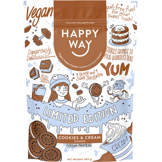 Happy Way Vegan Protein Powder Cookies & Cream