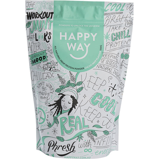HAPPY WAY Hemp Protein Powder Cacao Mint 1 x 500g