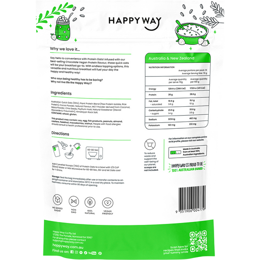 Happy Way Vegan Protein Quick Oats Chocolate
