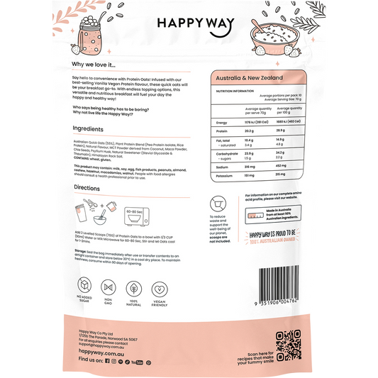 Happy Way Vegan Protein Quick Oats Vanilla