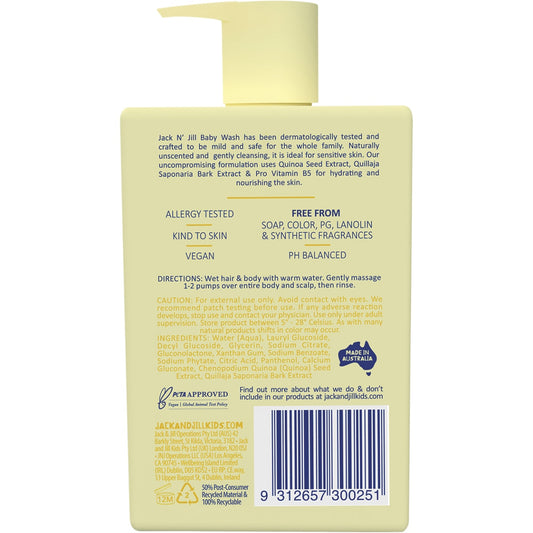 JACK N' JILL Baby Wash Fragrance Free 3 x 300ml