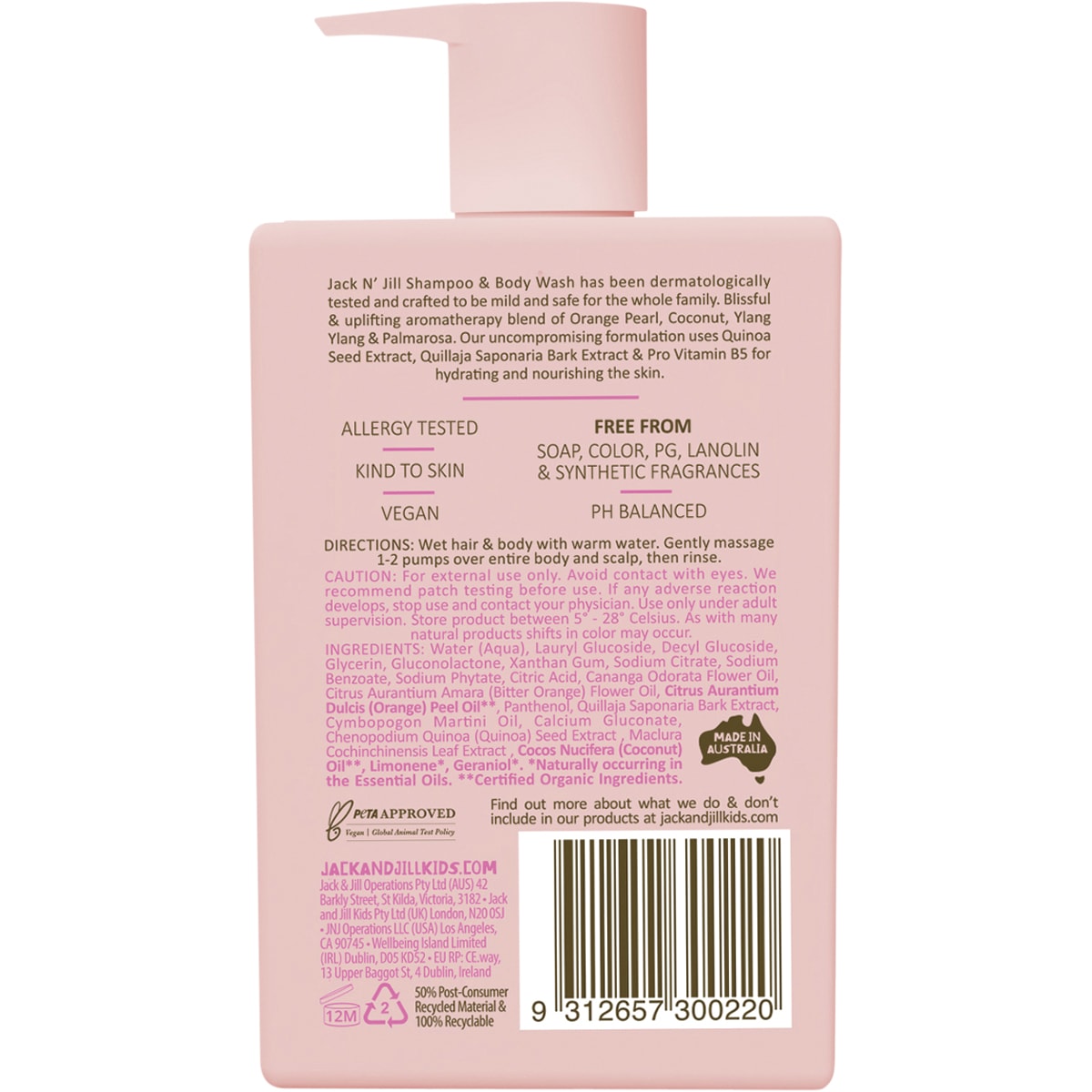 JACK N' JILL Shampoo & Body Wash Uplifting & Botanical Blend 3 x 300ml