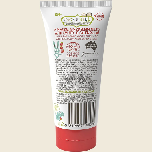 Jack N' Jill Toothpaste Children Mega Strawberry Fluoride Free - Box of 6