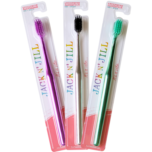 Jack N' Jill Toothbrush Kids & Adults Chrome Medium - Box of 8