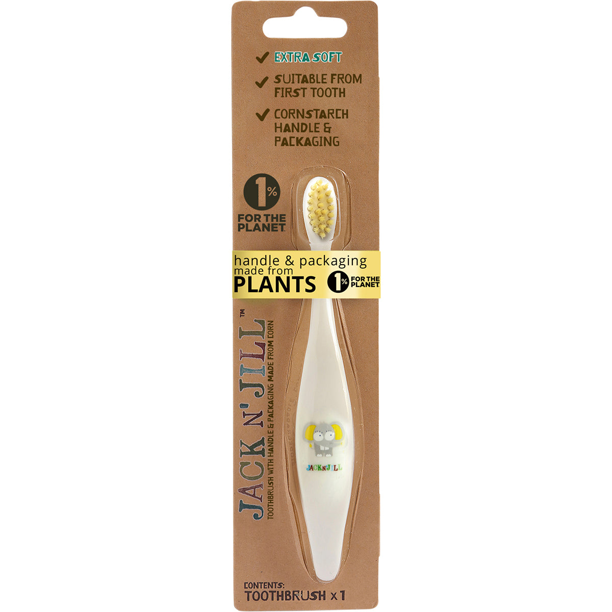 JACK N' JILL Toothbrush Children Elephant Biodegradable x 8