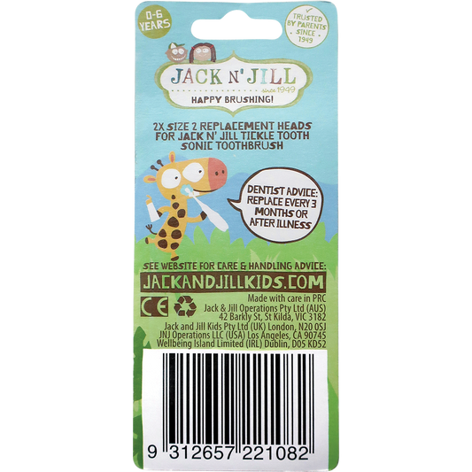 Jack N' Jill Replacement Heads Sonic Toothbrush Tickle Tooth - Box of 8