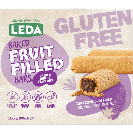 Leda Baked Fruit Filled Bars Triple Berry Multipack 5 Bars - Box of 6
