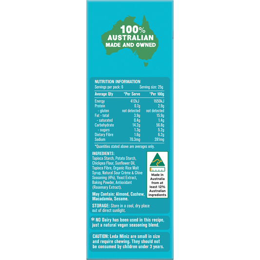 Leda Cracker Miniz Sour Crème & Chives - Box of 6