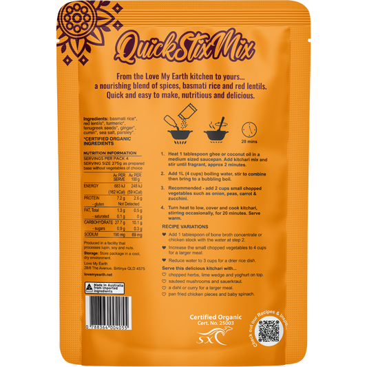 Love My Earth Quick Stix Mix Organic Turmeric Kitchari