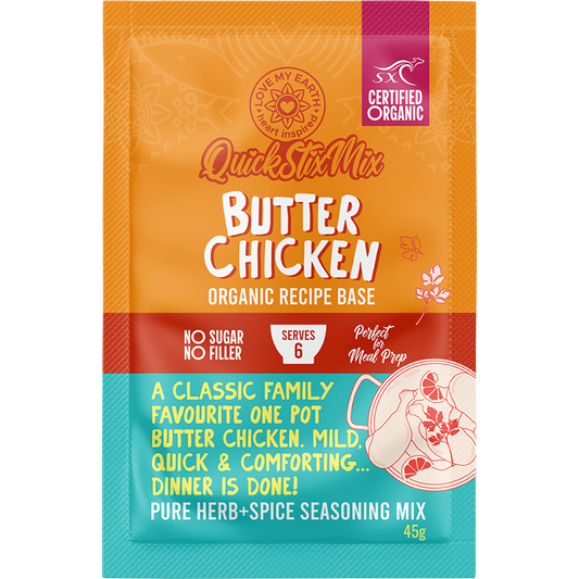 Love My Earth Quick Stix Mix Organic Recipe Base Butter Chicken - Box of 10
