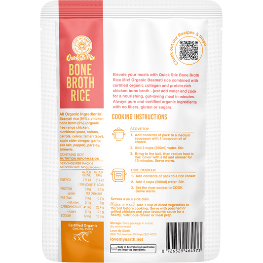 Love My Earth Quick Stix Mix Organic Bone Broth Rice Chicken