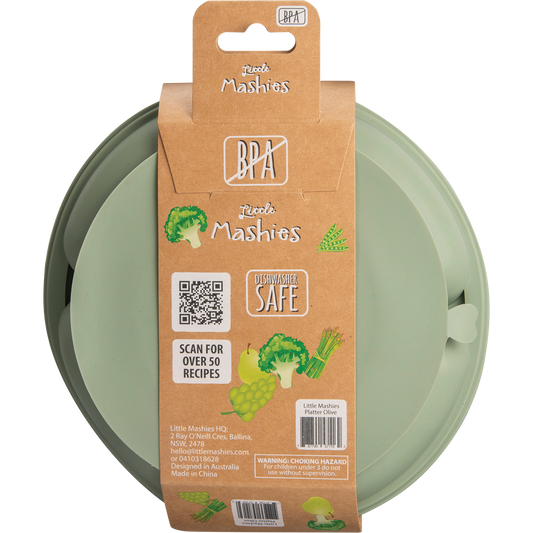 Little Mashies Silicone Sucky Platter Plate Olive
