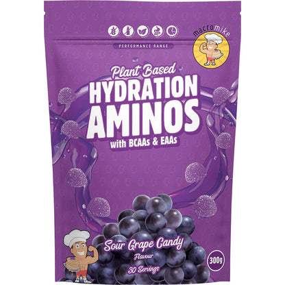MACRO MIKE Plant Based Hydration Aminos Sour Grape Candy 1 x 300g