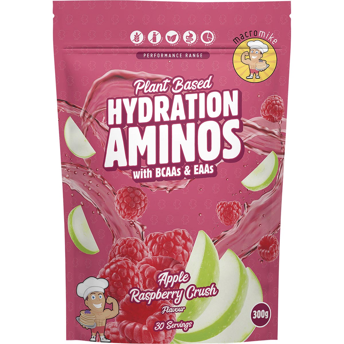 MACRO MIKE Plant Based Hydration Aminos Apple Raspberry Crush 1 x 300g
