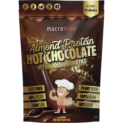 MACRO MIKE Protein Hot Chocolate Almond with Added Probiotics 1 x 300g