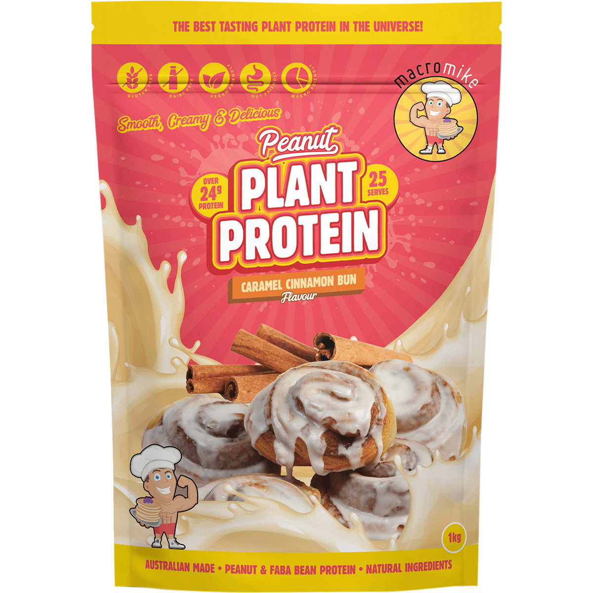 MACRO MIKE Peanut Plant Protein Caramel Cinnamon Bun 1 x 1kg