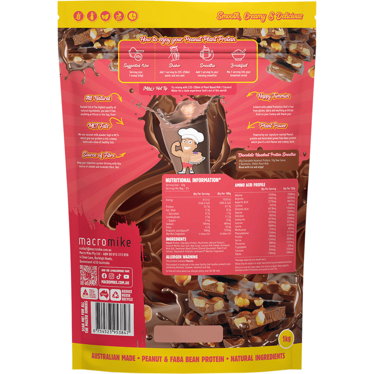 MACRO MIKE Peanut Plant Protein Chocolate Hazelnut 1 x 1kg
