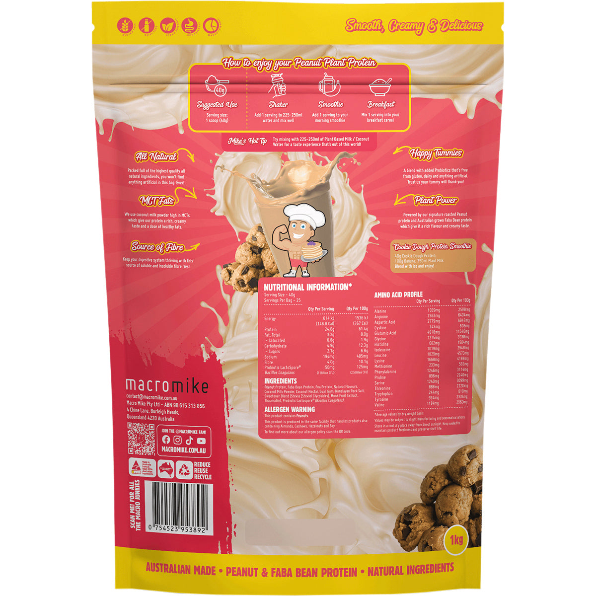 MACRO MIKE Peanut Plant Protein Cookie Dough 1 x 1kg
