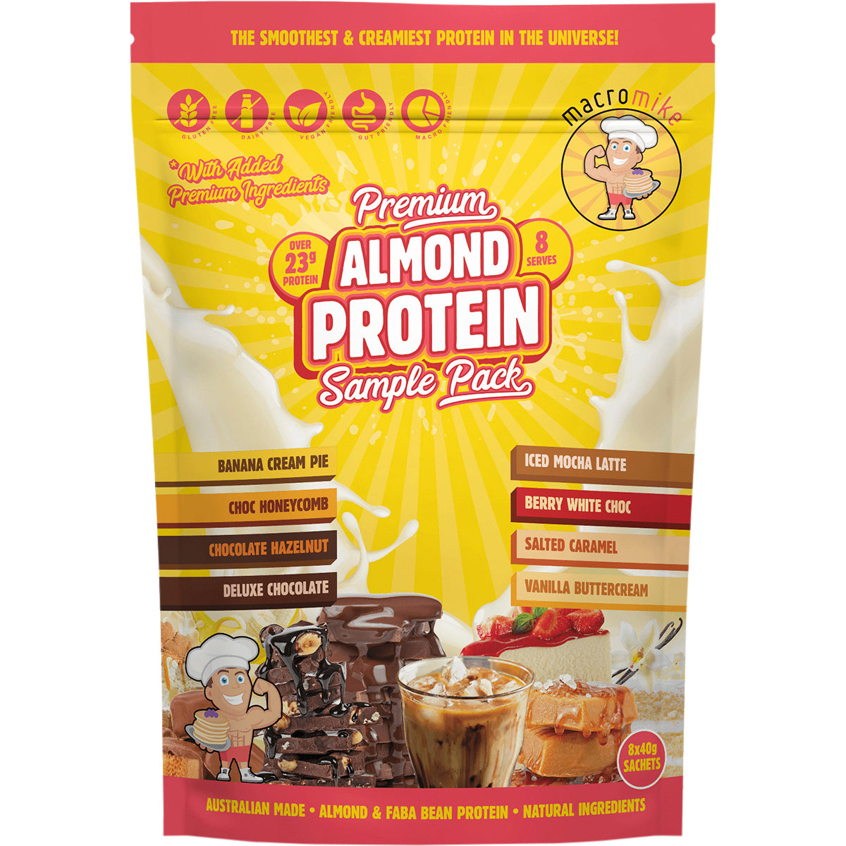 MACRO MIKE Premium Almond Protein Sample Pack 8 x 40g