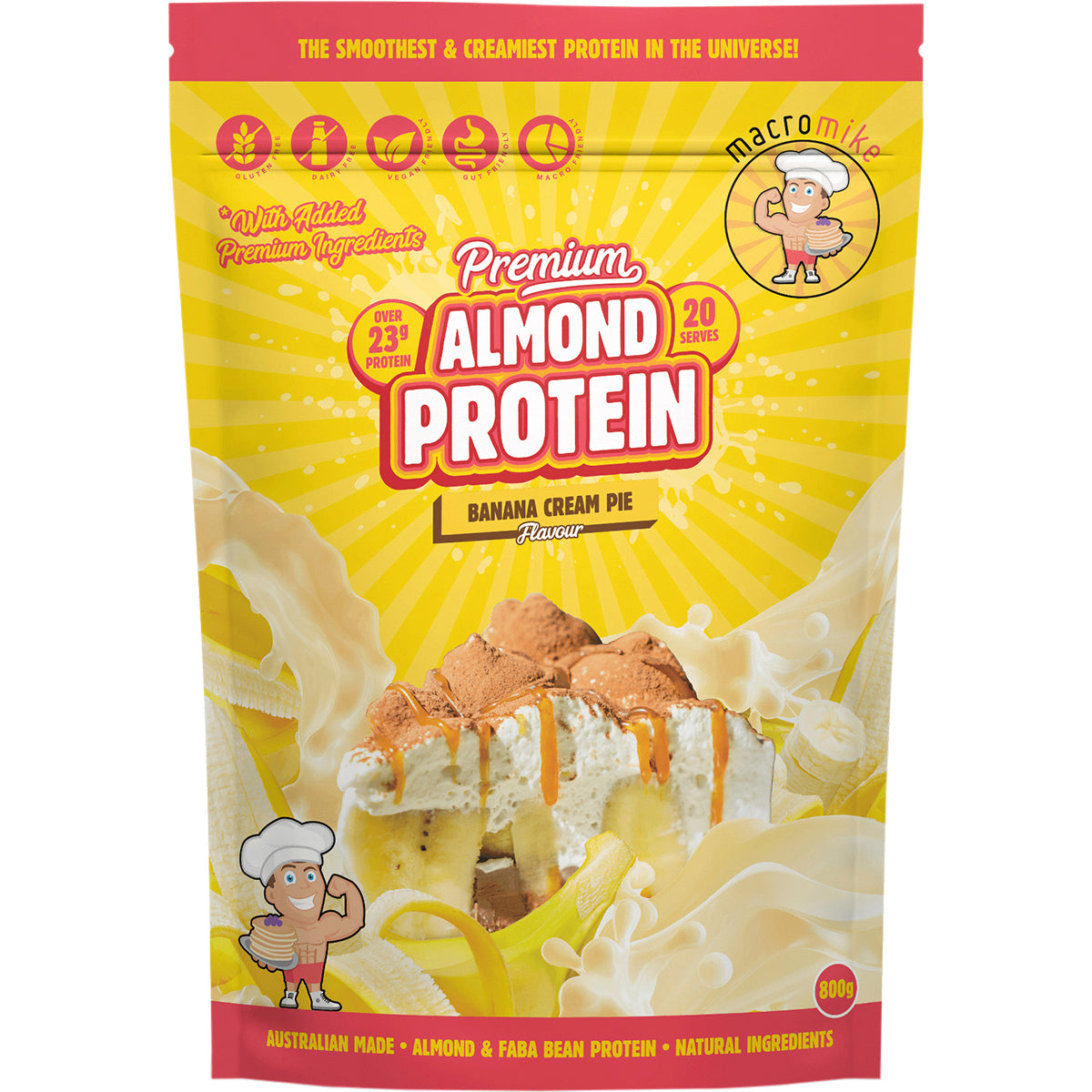 MACRO MIKE Premium Almond Protein Banana Cream Pie 1 x 800g