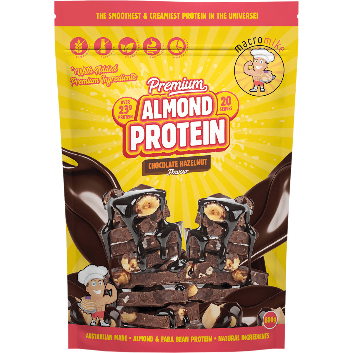 MACRO MIKE Premium Almond Protein Choc Hazelnut 1 x 800g