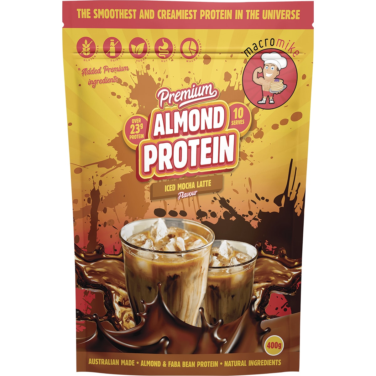 MACRO MIKE Premium Almond Protein Iced Mocha Latte 1 x 400g