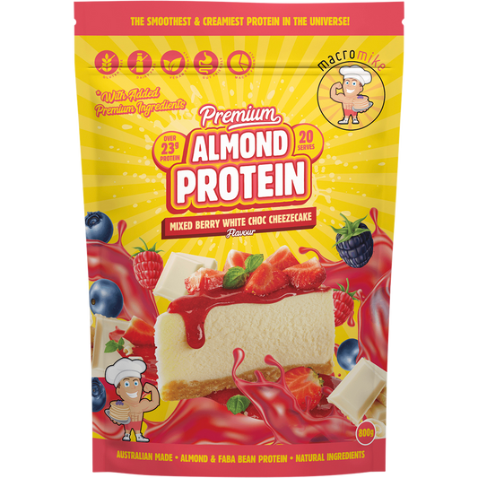 MACRO MIKE Premium Almond Protein Berry White Choc Cheezecake