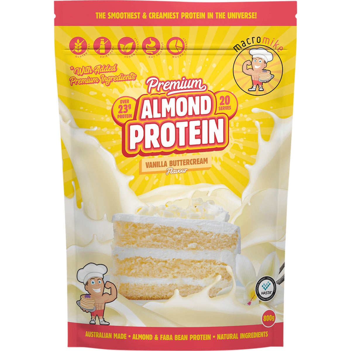 MACRO MIKE Premium Almond Protein Vanilla Buttercream 1 x 800g