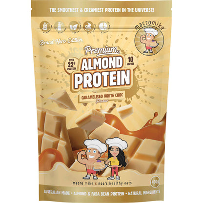 MACRO MIKE Premium Almond Protein Caramelised White Choc 1 x 400g