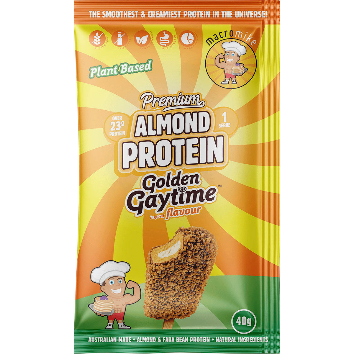 MACRO MIKE Premium Almond Protein Golden Gaytime 12 x 40g