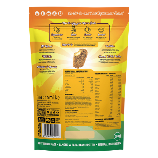 MACRO MIKE Almond Macro Shake Meal Replacement Golden Gaytime Inspired