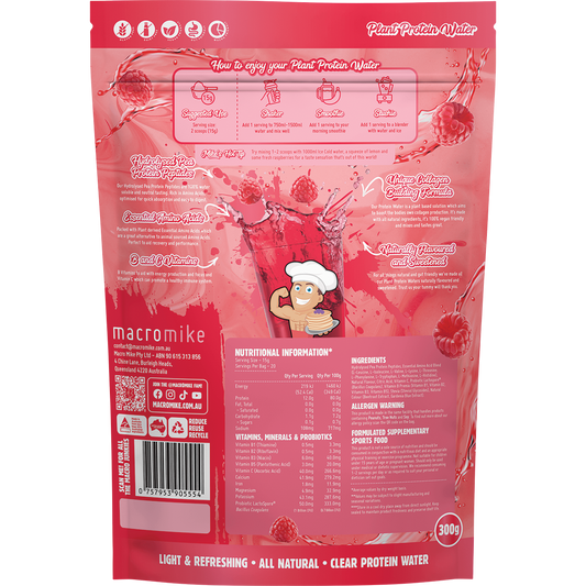 MACRO MIKE Plant Protein Water Red Raspberry