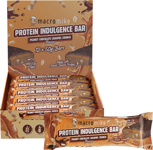 MACRO MIKE Protein Indulgence Bar Peanut Choc Caramel Crunch - Box of 12