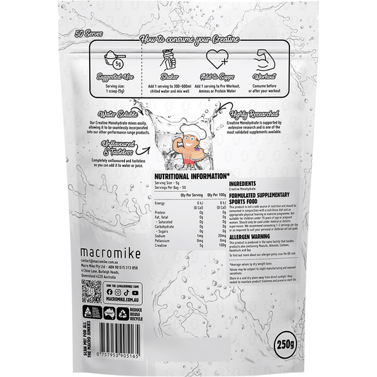 MACRO MIKE Plant Based Creatine Monohydrate Unflavoured