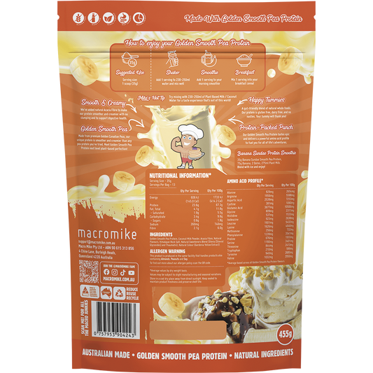 MACRO MIKE Golden Smooth Pea Protein Banana Sundae