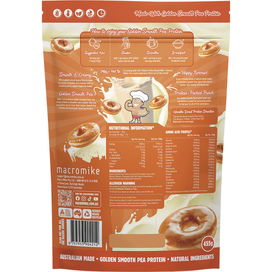 MACRO MIKE Golden Smooth Pea Protein Vanilla Donut