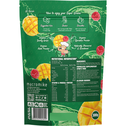 MACRO MIKE Super Greens Mango Raspberry Splash