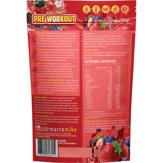 MACRO MIKE Pre Workout Tropical Mixed Berry