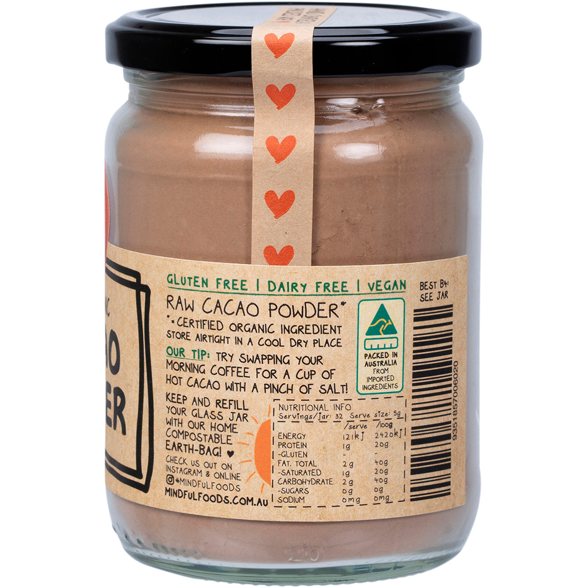 MINDFUL FOODS Cacao Powder Raw Organic 1 x 200g