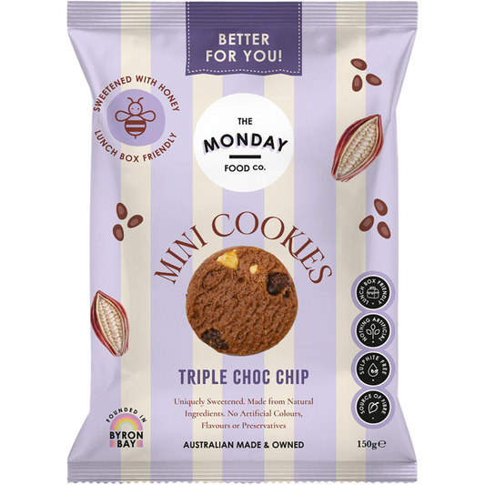 The Monday Food Co. Mini Cookies Triple Choc Chip - Box of 6