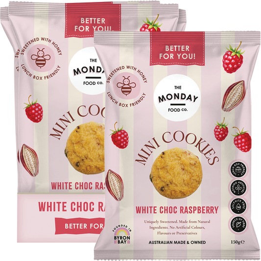 The Monday Food Co. Mini Cookies White Choc Raspberry - Box of 6