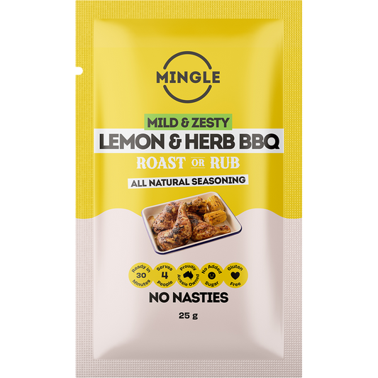 Mingle Lemon & Herb BBQ Roast Or Rub All Natural Seasoning - Box of 12