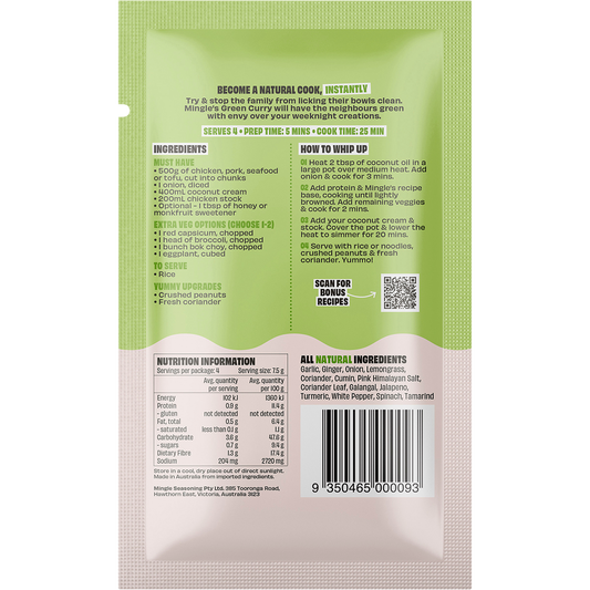 Mingle Green Curry All Natural Recipe Base - Box of 12