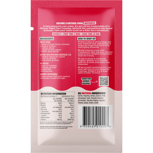 Mingle Mellow Taco All Natural Recipe Base - Box of 12