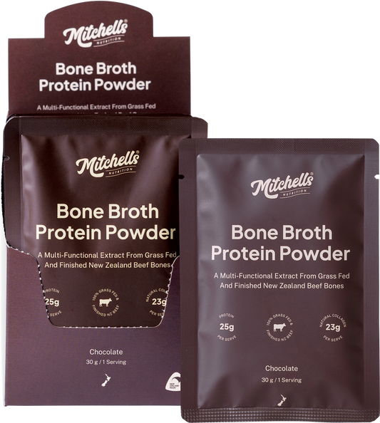 Mitchells Nutrition Bone Broth Protein Powder Chocolate 10 x