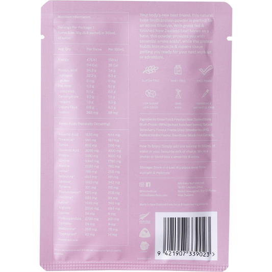 Mitchells Nutrition Bone Broth Protein Powder Real Strawberry 10 x