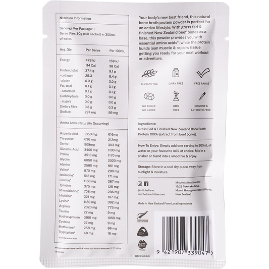 Mitchells Nutrition Bone Broth Protein Powder Unflavoured 10 x