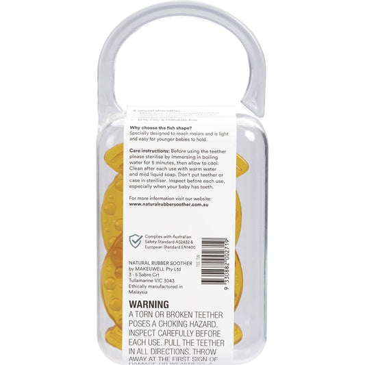 NATURAL RUBBER SOOTHERS Teether Twin Pack Fish 1 x 2pk