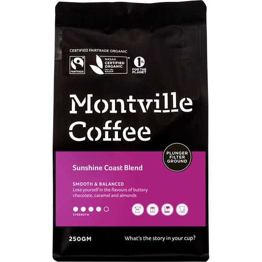 Montville Coffee Coffee Ground Plunger Sunshine Coast Blend 250g