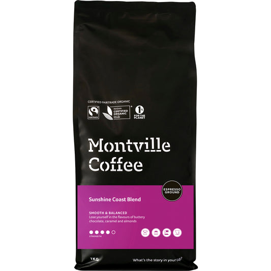 MONTVILLE COFFEE Coffee Ground Espresso Sunshine Coast Blend 1 x 1kg